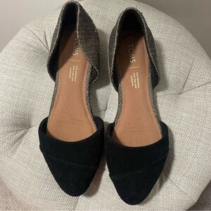 TOMS - D'orsay silhouette, chevron/herringbone pattern, black